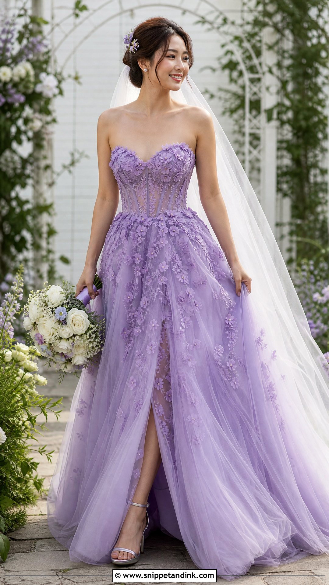 Royal Purple Floral Applique Wedding Dress - Snippet and Ink - 20 Royal Purple Wedding Dress Ideas