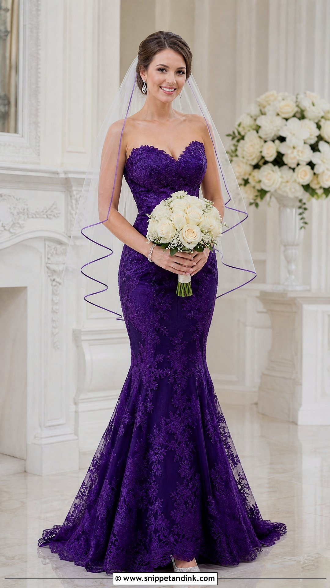 Royal Purple Lace Mermaid Wedding Dress - Snippet and Ink - 20 Royal Purple Wedding Dress Ideas