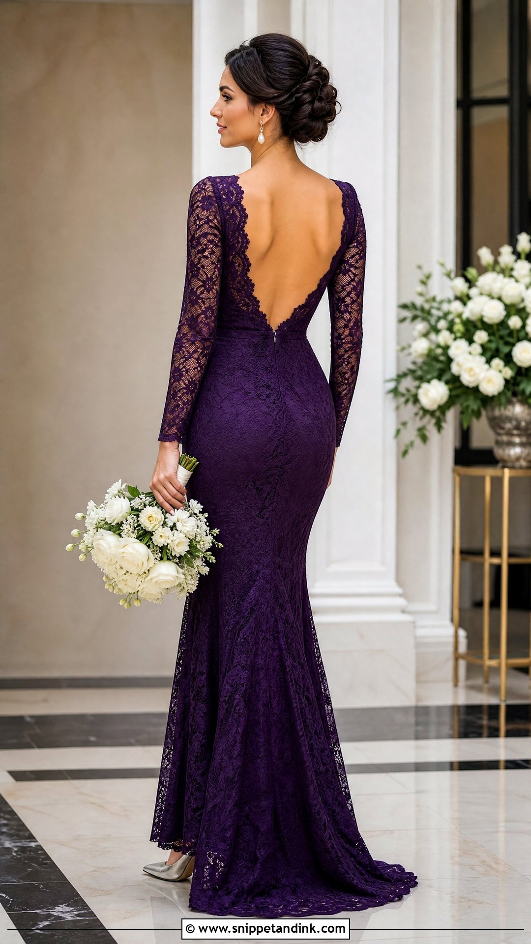 Royal Purple Long Sleeve Wedding Dress - Snippet and Ink - 20 Royal Purple Wedding Dress Ideas