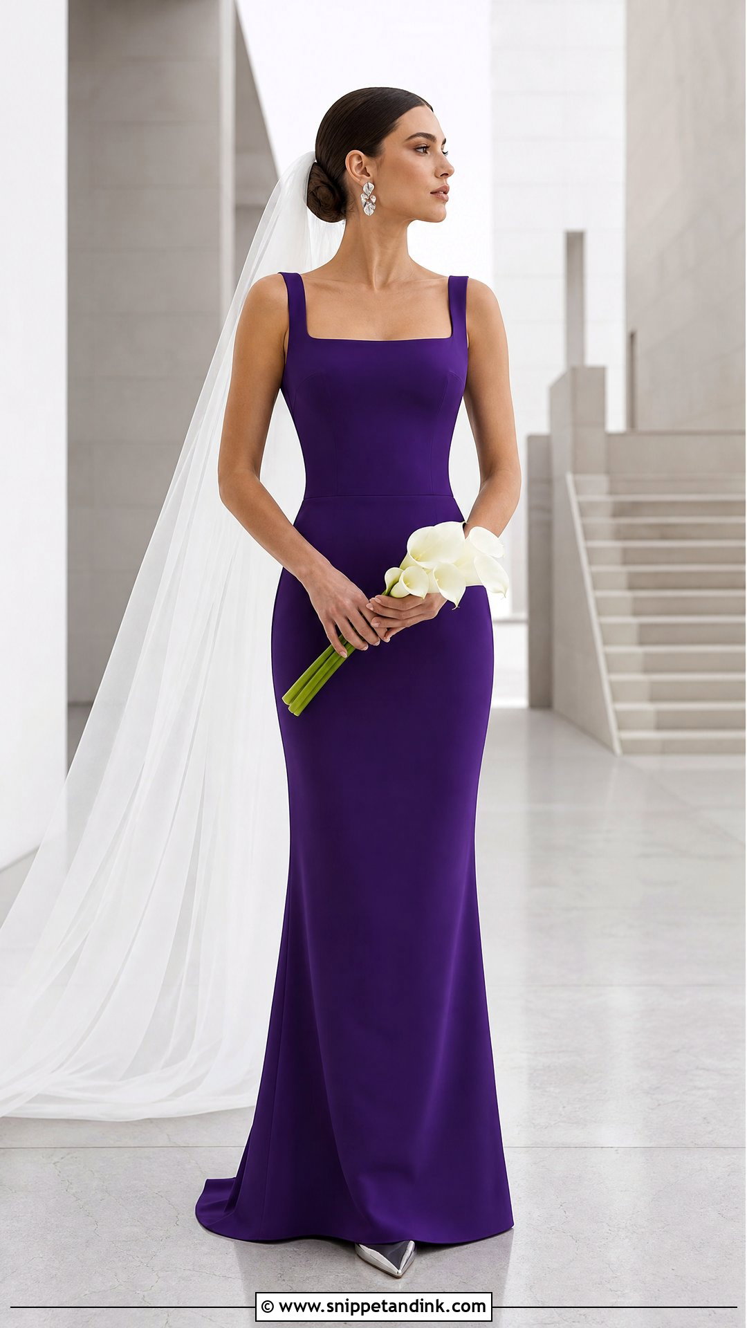 Royal Purple Minimalist Wedding Dress - Snippet and Ink - 20 Royal Purple Wedding Dress Ideas