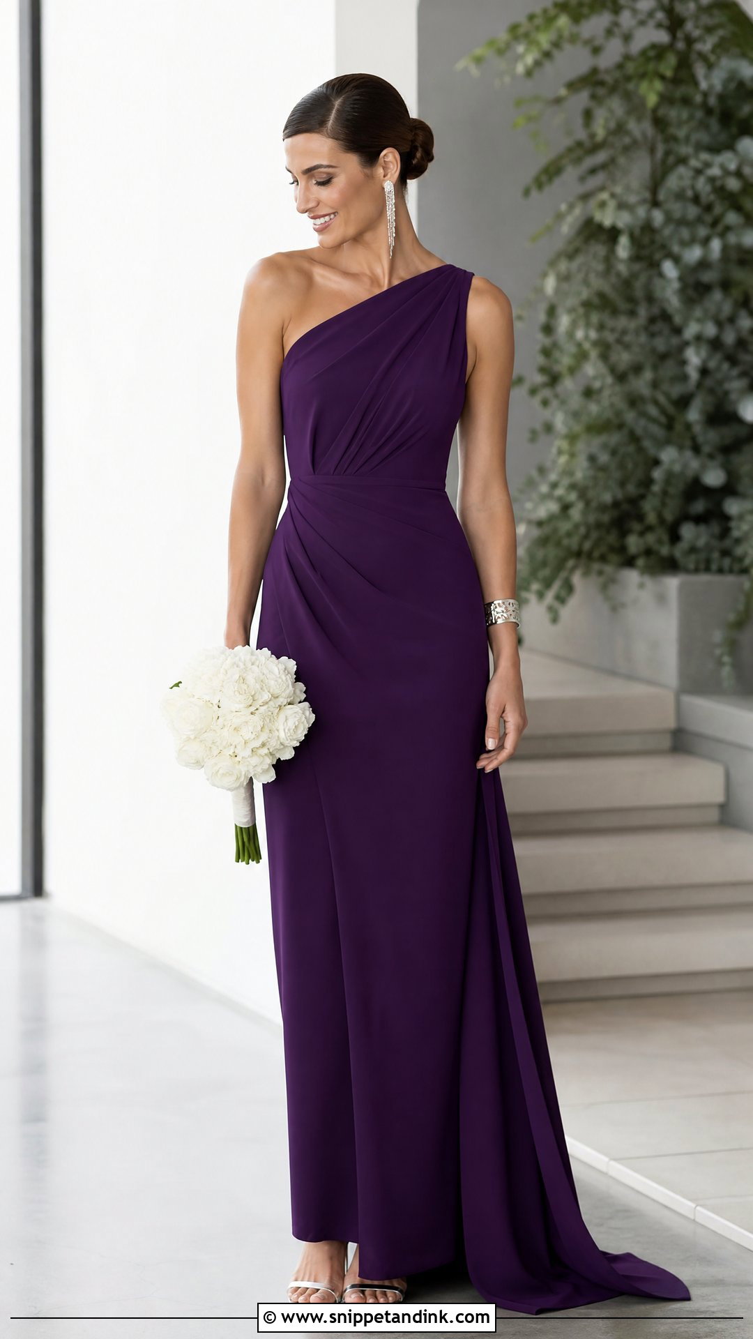 Royal Purple One Shoulder Wedding Dress - Snippet and Ink - 20 Royal Purple Wedding Dress Ideas