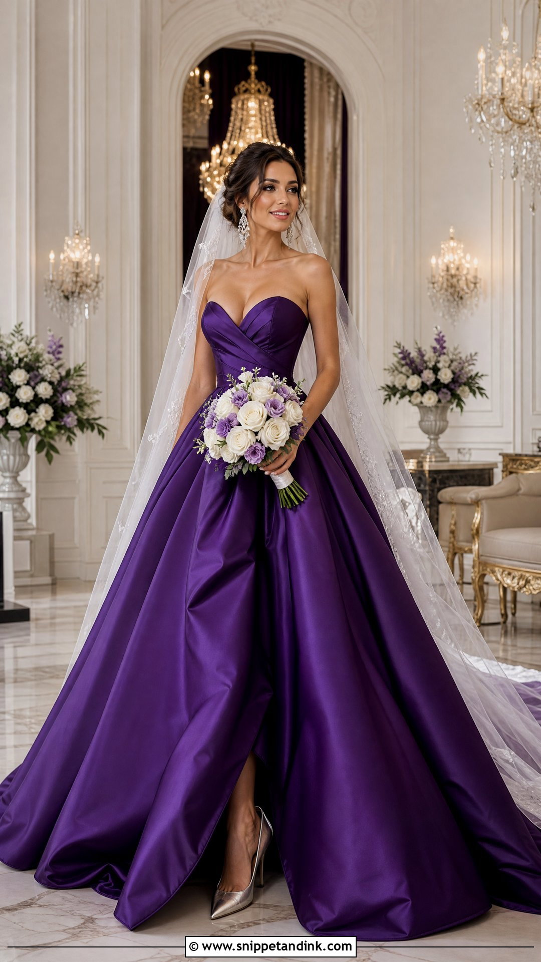 Royal Purple Satin Ball Gown Wedding Dress - Snippet and Ink - 20 Royal Purple Wedding Dress Ideas