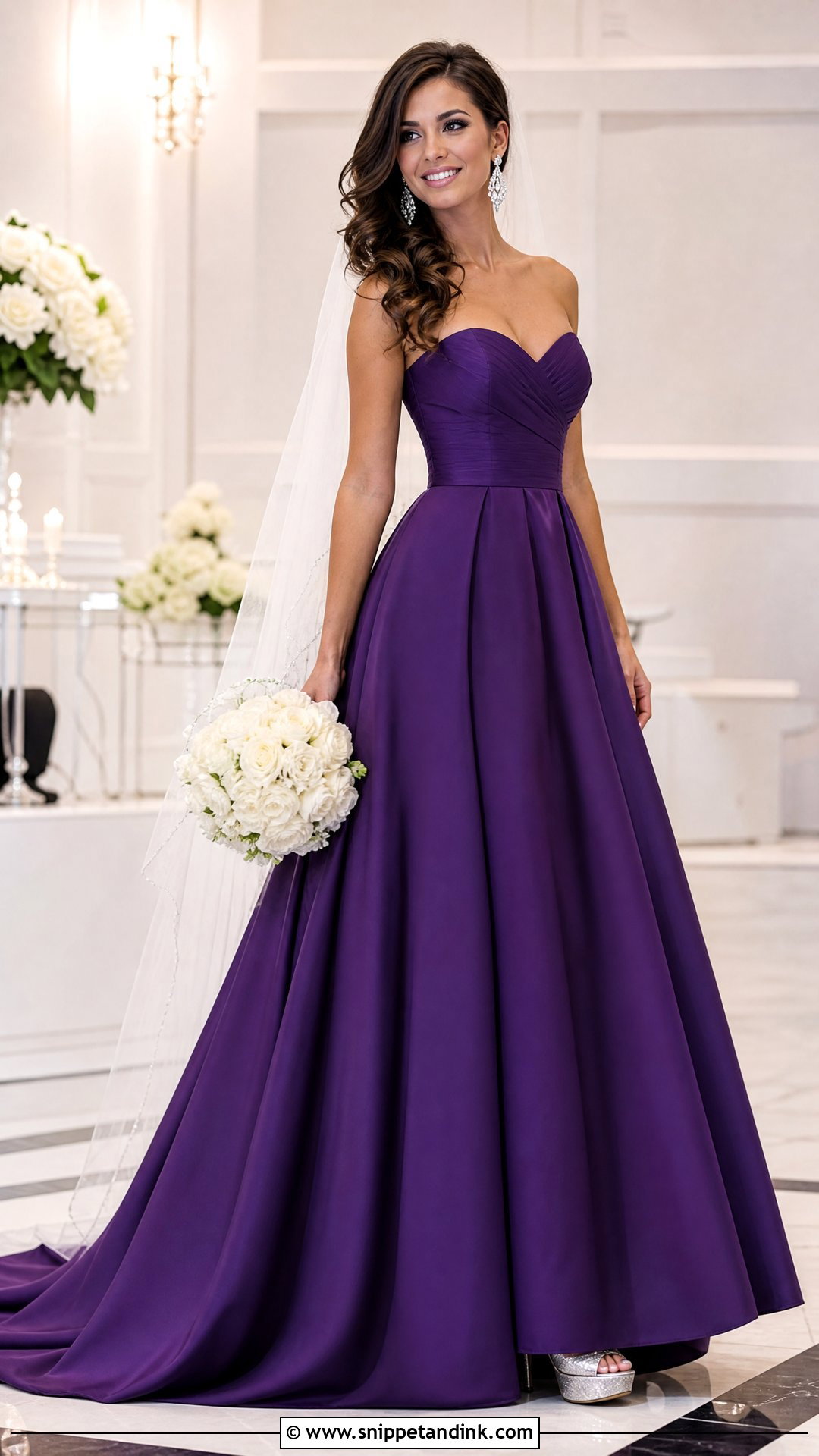 Royal Purple Strapless Wedding Dress - Snippet and Ink - 20 Royal Purple Wedding Dress Ideas