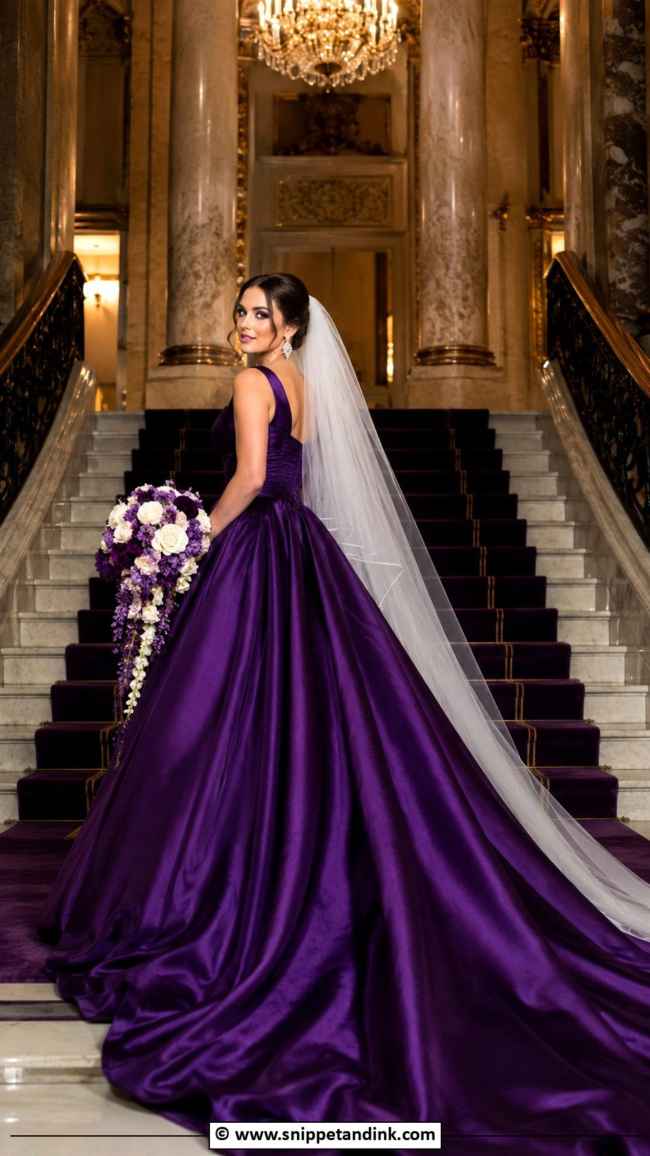 Royal Purple Wedding Dress With Train - Snippet and Ink - 30 Purple Wedding Dress Ideas