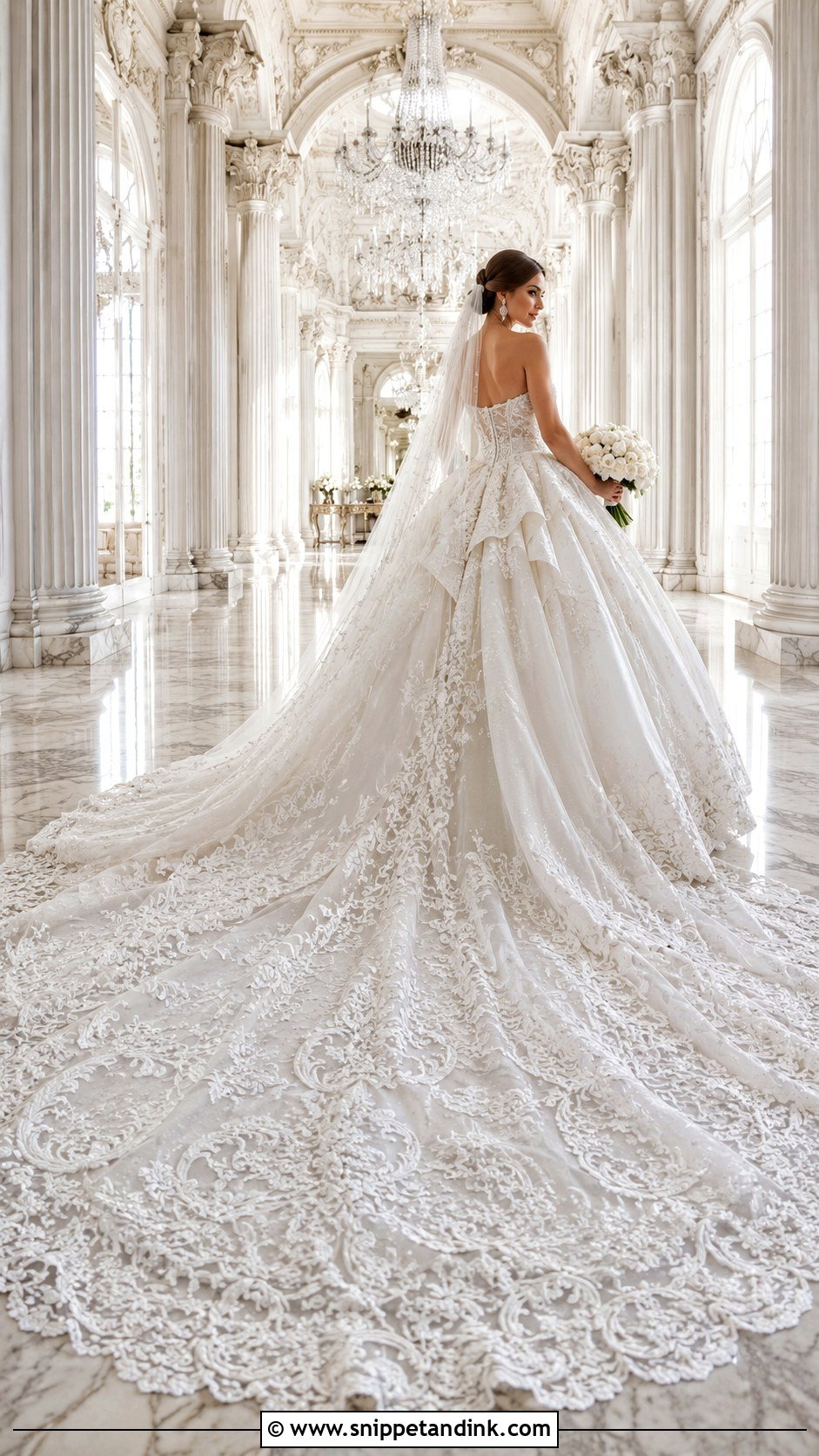 Royal Train Ball Gown Wedding Dress With Embroidery - Snippet and Ink - 20 Big Wedding Dresses Ball Gown Long Train