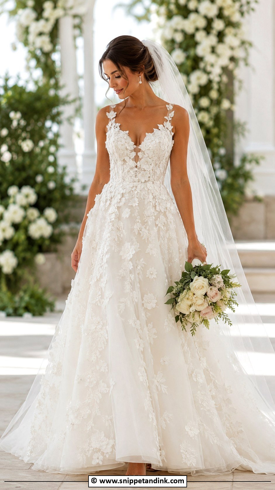 Royal Wedding Dress With Floral Appliques - Snippet and Ink - 35 Royal Wedding Dress Ideas