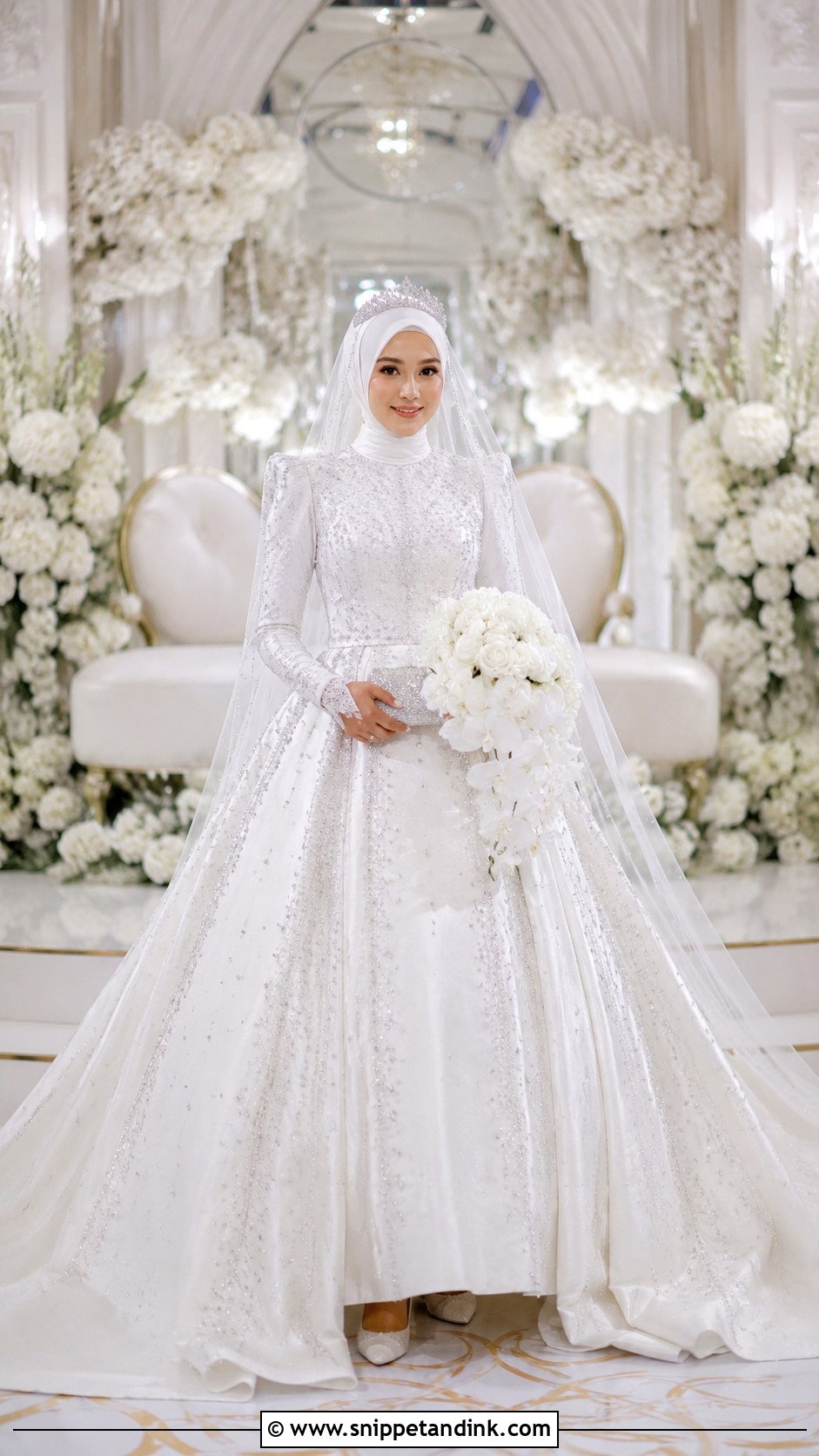 Royal White Wedding Dress Hijab - Snippet and Ink - 20 Malaysia Wedding Dress Hijab Ideas