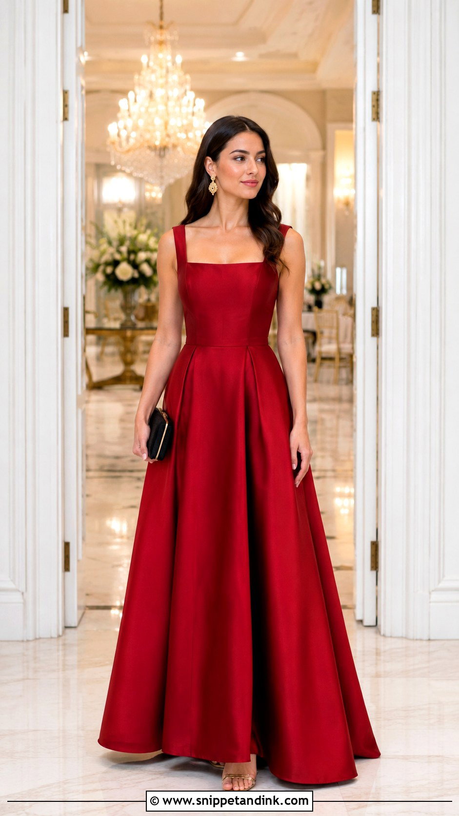 Ruby Red A Line Wedding Guest Gown - Snippet and Ink - 20 Fancy Dresses for Weddings