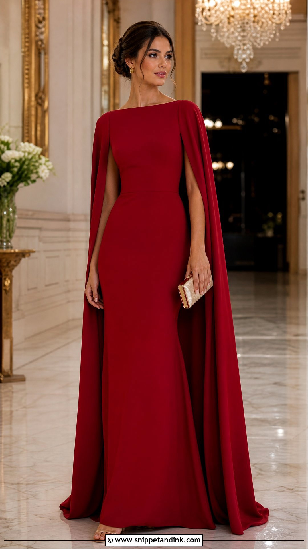 Ruby Red Cape Sleeve Formal Wedding Dress - Snippet and Ink - 20 Formal Wedding Dresses