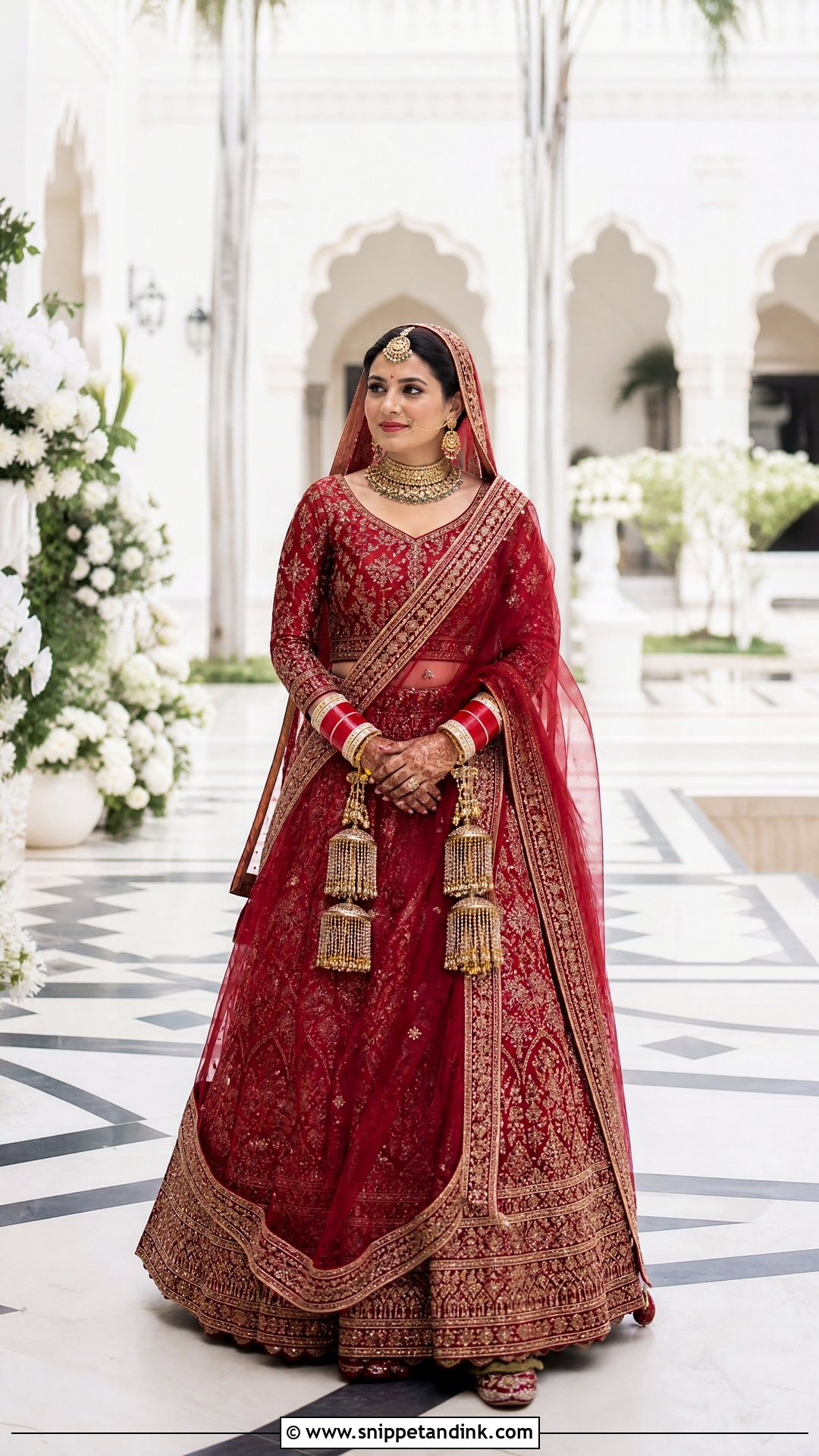 Ruby Red Punjabi Bridal Raw Silk Lehenga - Snippet and Ink - 25 Sikh Wedding Dress Punjabi Bride Ideas