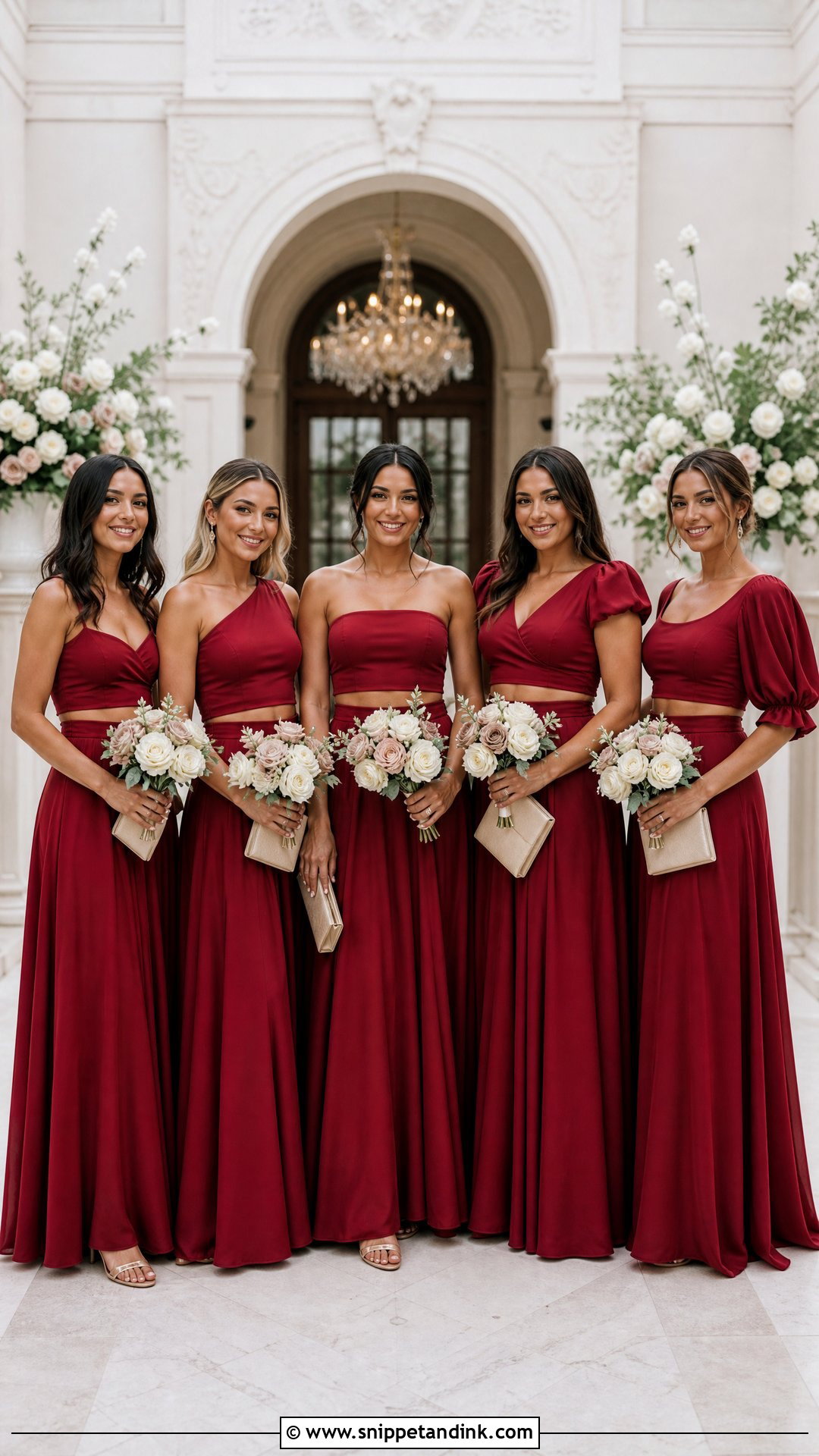 Ruby Red Two Piece Bridal Party Sets - Snippet and Ink - 20 Red Bridal Party Ideas