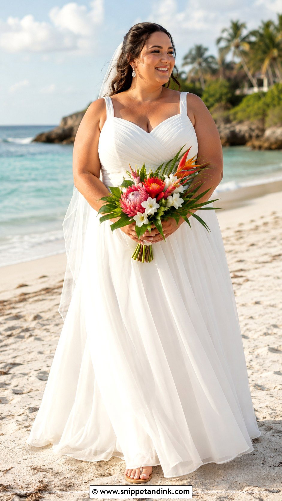 Ruched A Line Caribbean Wedding Dress - Snippet and Ink - 20 Caribbean Wedding Dress Ideas