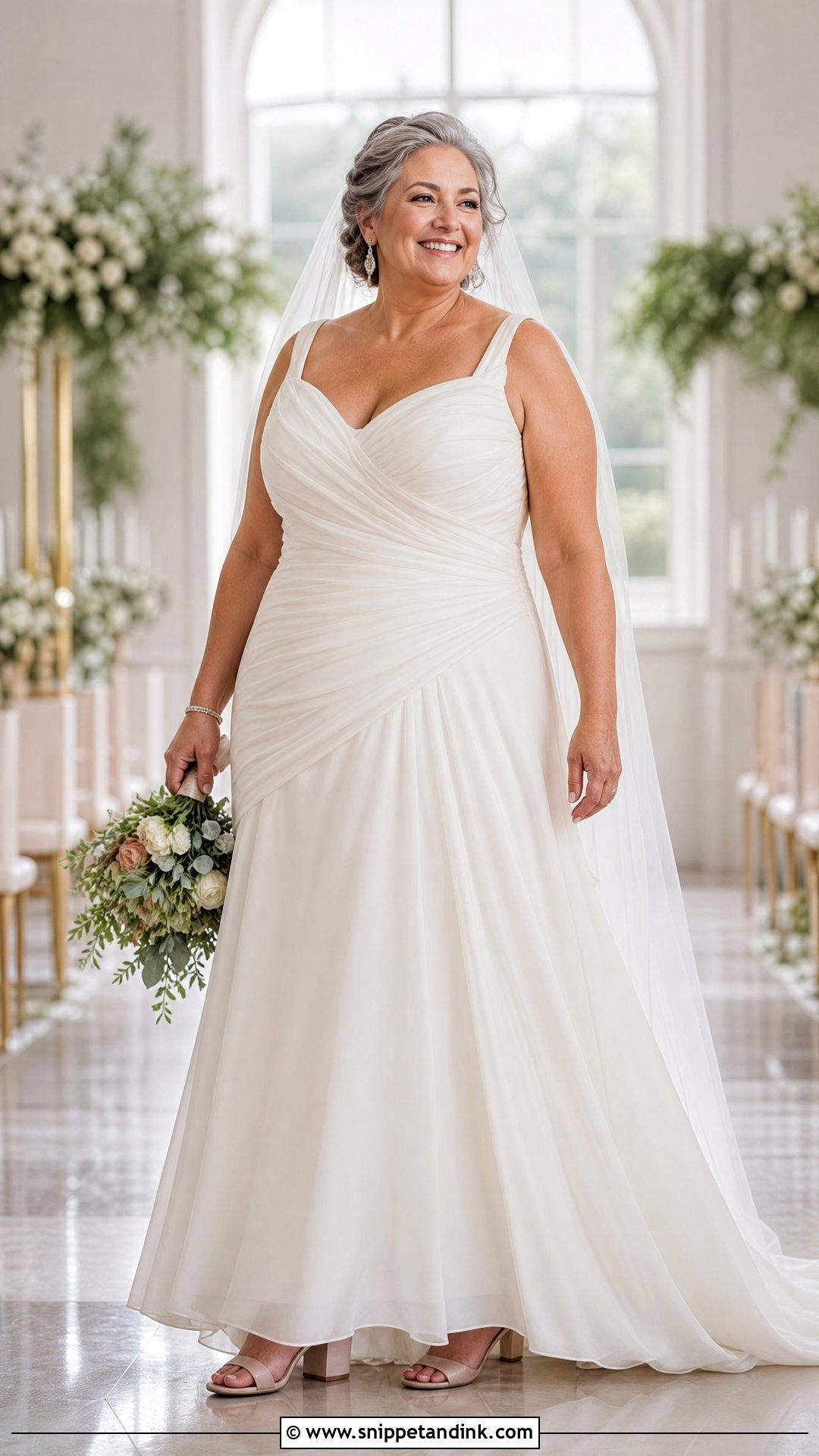 Ruched A Line Plus Size Wedding Dress - Snippet and Ink - 20 Wedding Dresses for 50 Year Olds Brides
