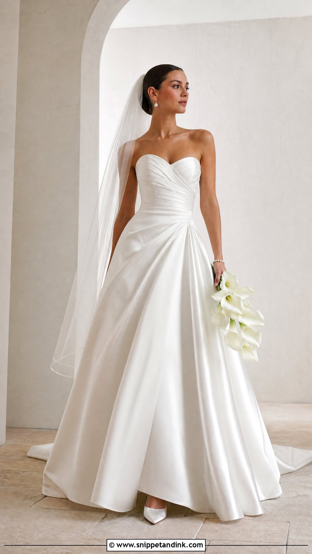 Ruched Bodice Satin A Line Wedding Dress - Snippet and Ink - 20 Satin Aline Wedding Dress Ideas