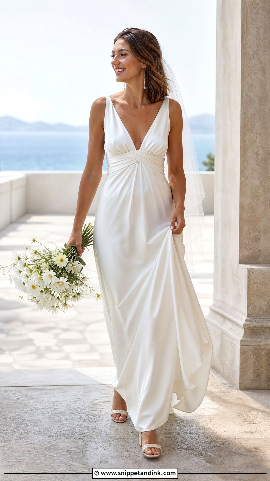 Ruched Empire Waist Silk Satin Wedding Dress - Snippet and Ink - 20 Silk Satin Wedding Dress Ideas
