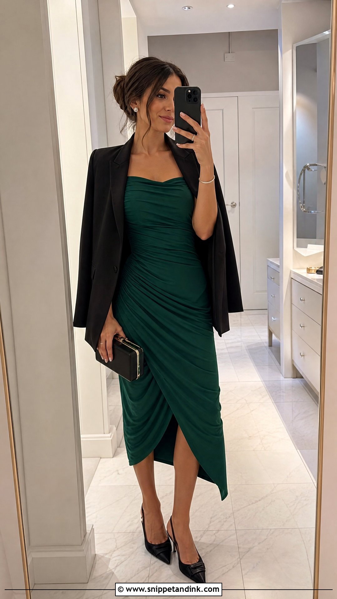 Ruched Midi Wedding Guest Dress - Snippet and Ink - 20 Party Dresses for Women Wedding