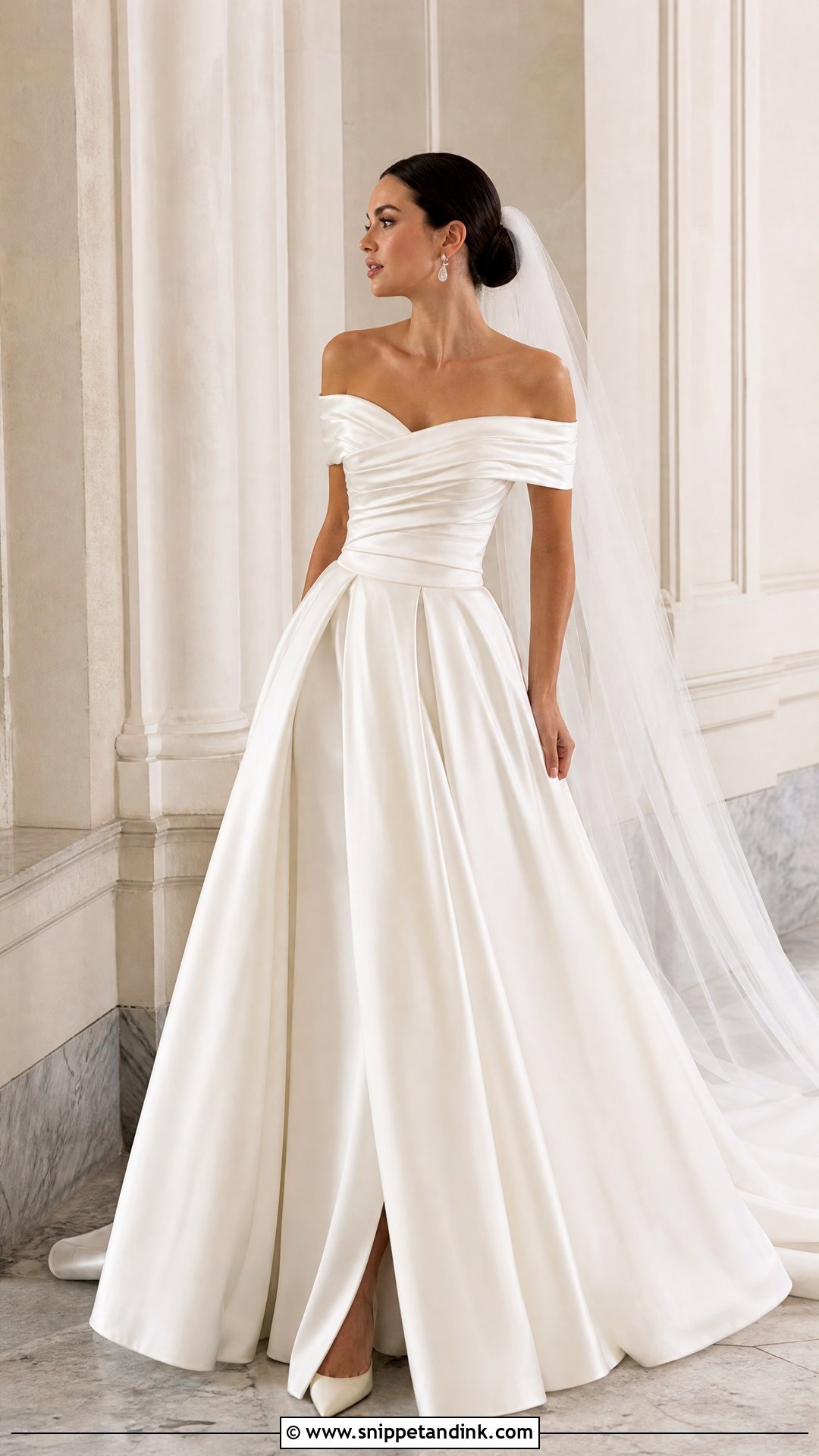 Ruched Off the Shoulder Ball Gown Wedding Dress - Snippet and Ink - 20 Off the Shoulder Ball Gown Wedding Dress Ideas