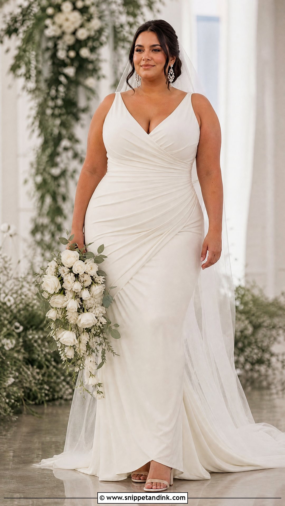 Ruched Plus Size Sheath Wedding Gown - Snippet and Ink - 20 Sheath Wedding Gown Ideas
