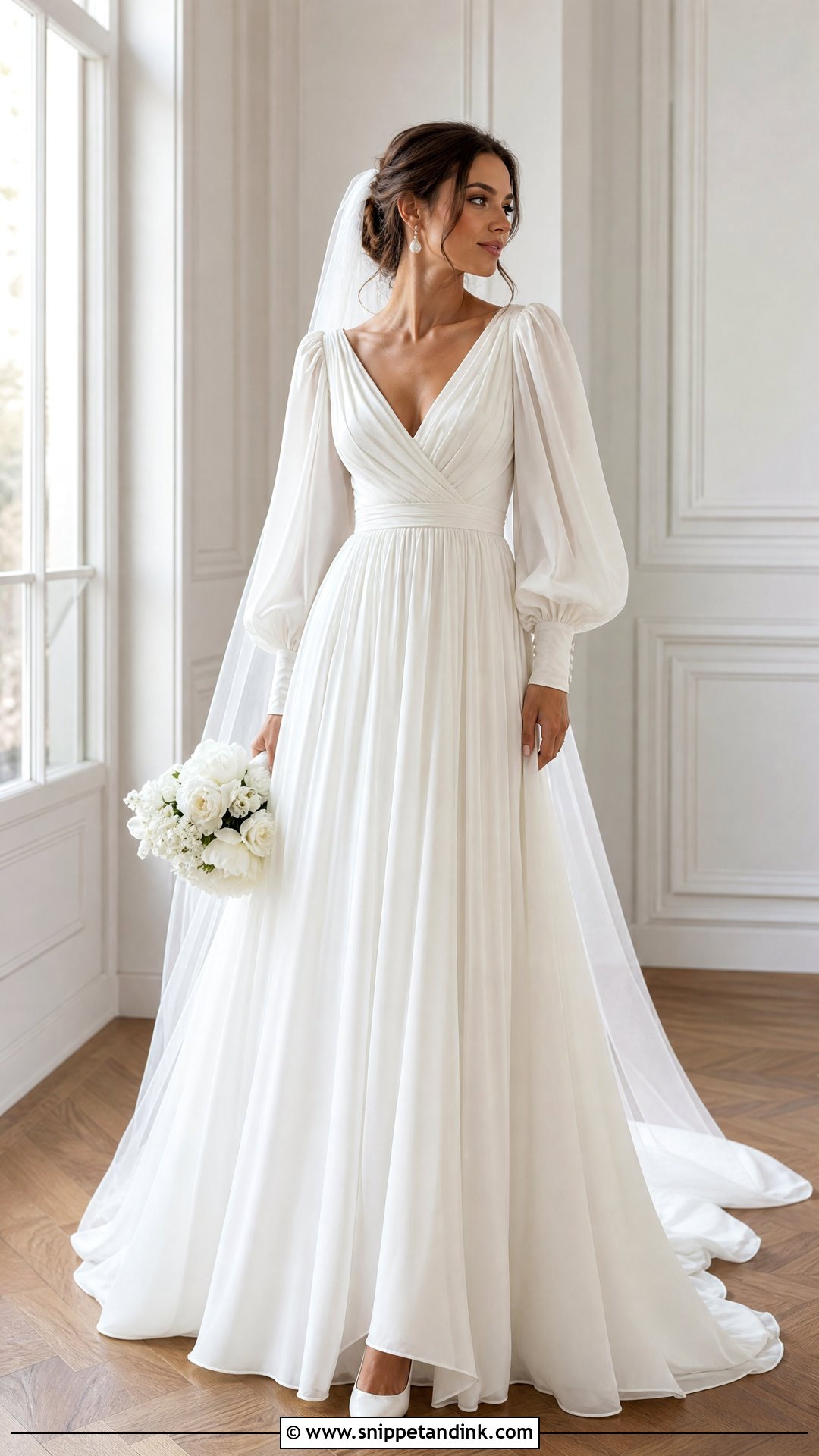 Ruched Poofy Sleeve Wedding Dress - Snippet and Ink - 20 Poofy Sleeve Wedding Dress Ideas