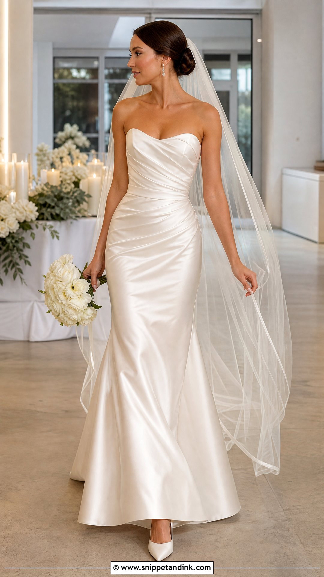 Ruched Satin Mermaid Bridal Gown - Snippet and Ink - 20 Satin Bridal Gown Mermaid Ideas