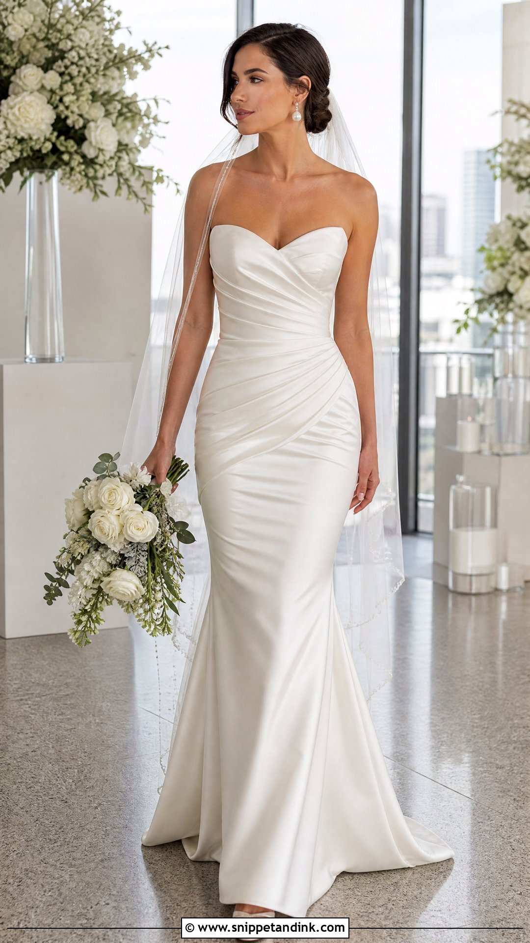 Ruched Satin Mermaid Wedding Gown - Snippet and Ink - 20 Satin Wedding Gown Mermaid Ideas