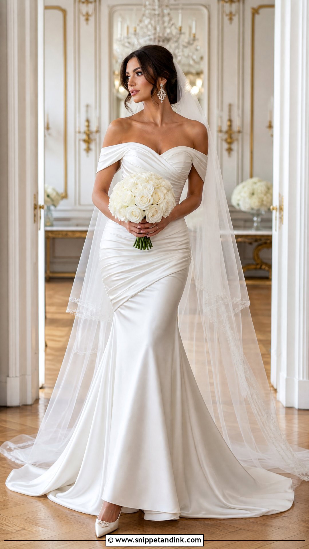 Ruched Satin Trumpet Wedding Dress - Snippet and Ink - 20 Satin Trumpet Wedding Dress Ideas