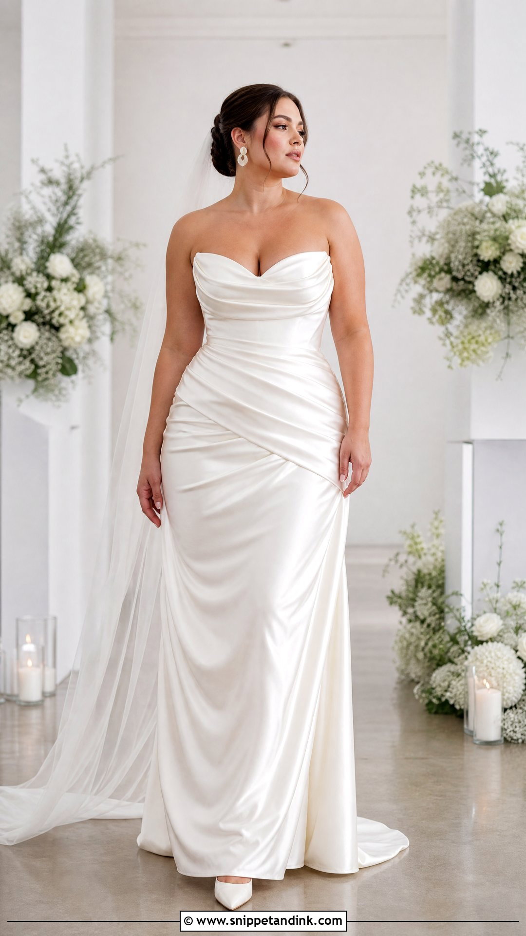 Ruched Satin Wedding Dress - Snippet and Ink - 20 Wedding Dresses for Chubby Brides