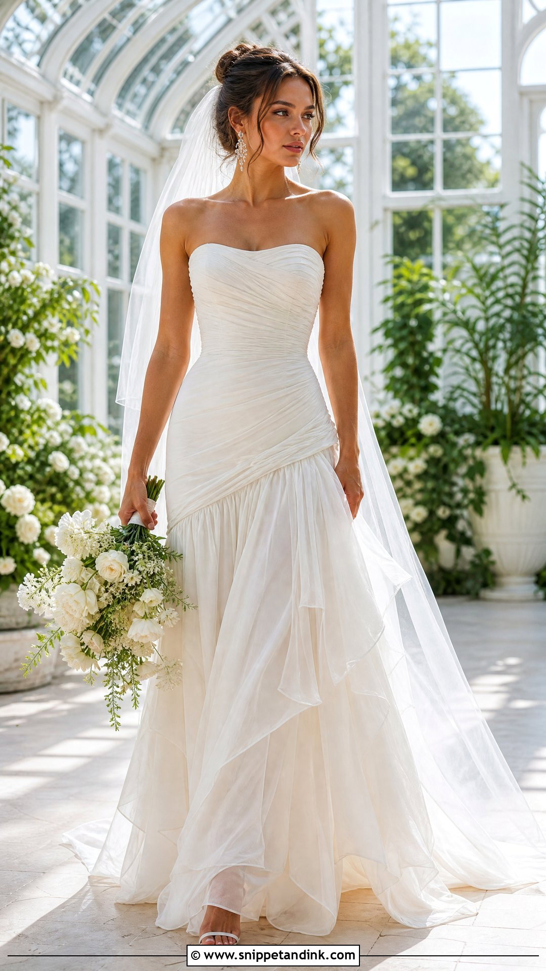Ruched Silk Chiffon Drop Waist Wedding Dress - Snippet and Ink - 20 Silk Drop Waist Wedding Dress Ideas
