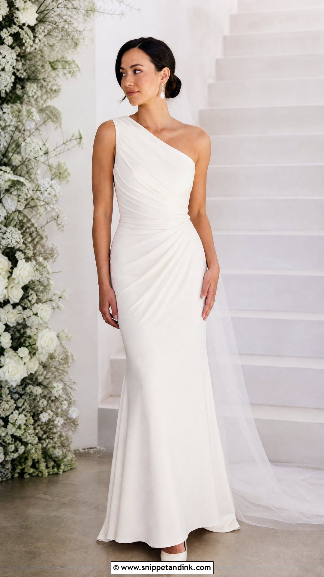 Ruched Slim Wedding Dress - Snippet and Ink - 20 Slim Wedding Dresses
