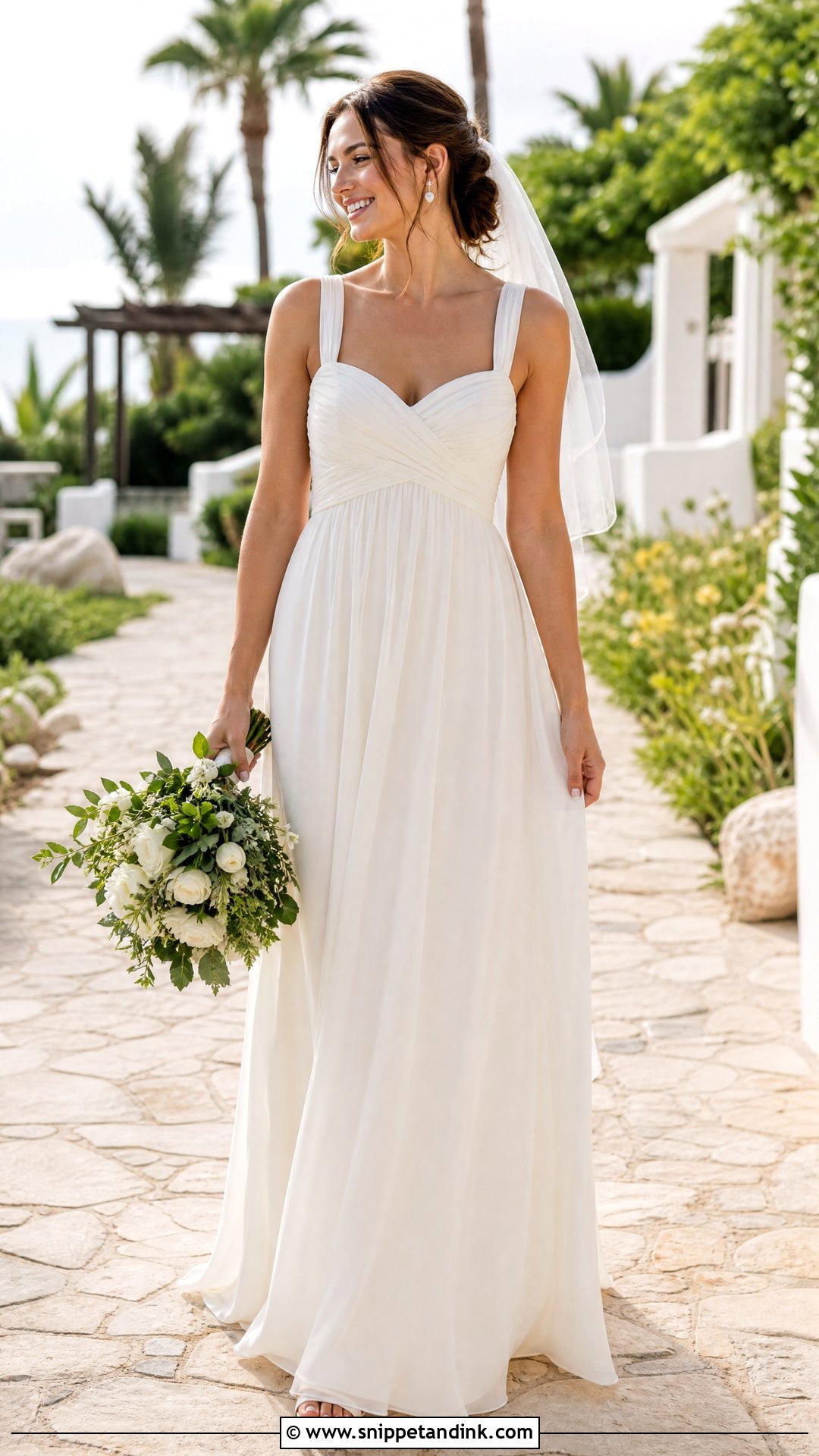 Ruched Strap Empire Waist Wedding Dress - Snippet and Ink - 20 Wedding Dresses Straps