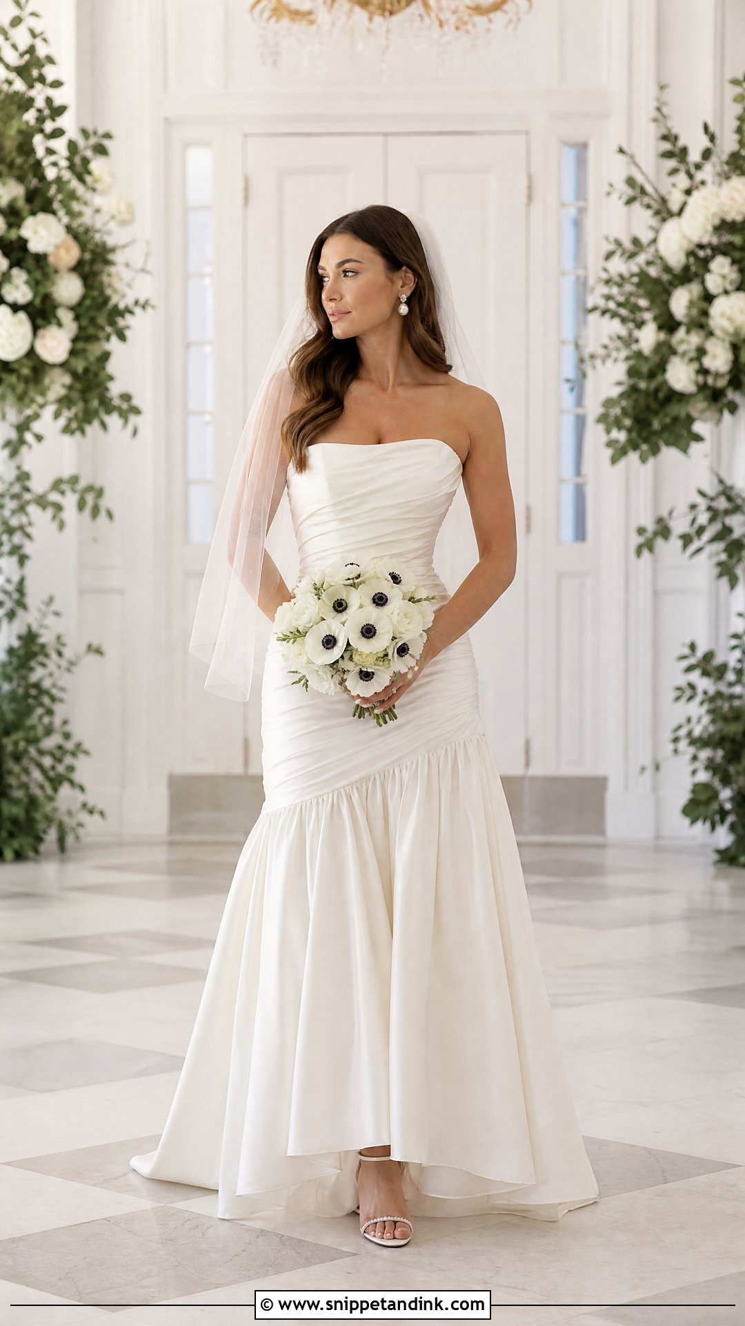 Ruched Strapless Drop Waist Wedding Dress - Snippet and Ink - 20 Strapless Drop Waist Wedding Dress Ideas