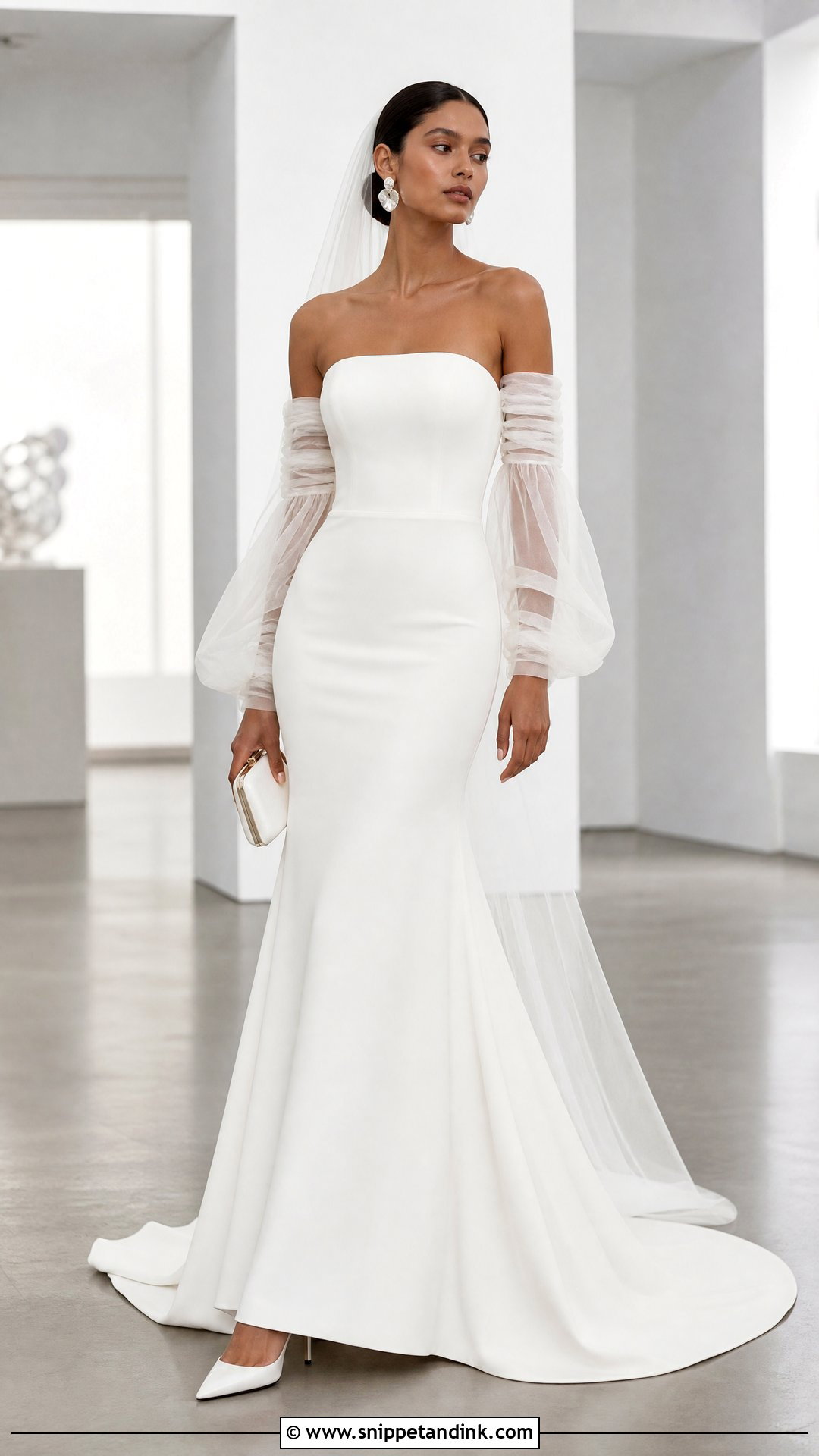 Ruched Tulle Sleeve Wedding Dress - Snippet and Ink - 20 Wedding Dress Tulle Sleeves