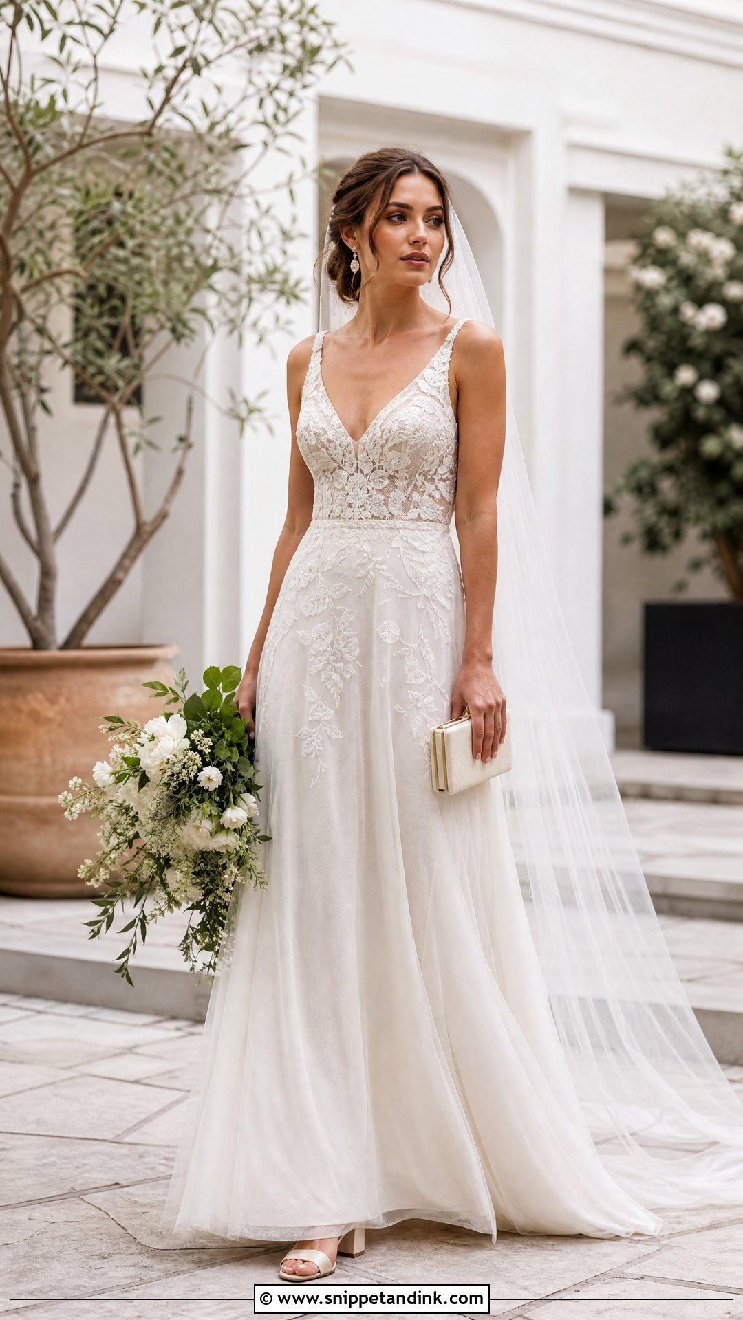Rue De Seine Bridal A Line Gown With Veil - Snippet and Ink - 20 Rue De Seine Bridal Ideas