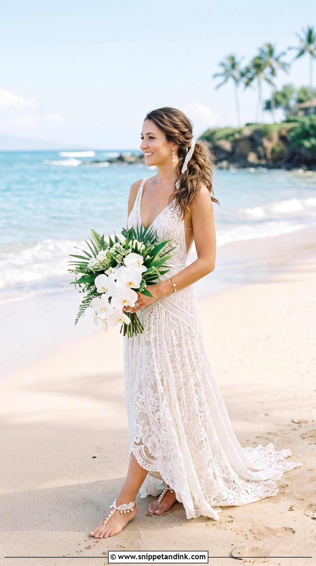 Rue De Seine Bridal Beach Gown With Barefoot Sandals - Snippet and Ink - 20 Rue De Seine Bridal Ideas