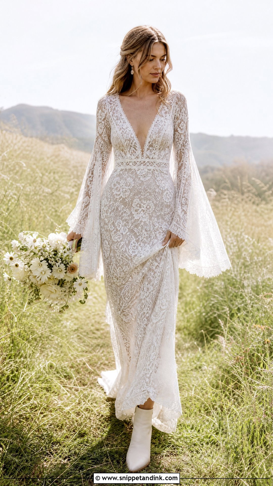Rue De Seine Bridal Boho Gown With Bell Sleeves - Snippet and Ink - 20 Rue De Seine Bridal Ideas