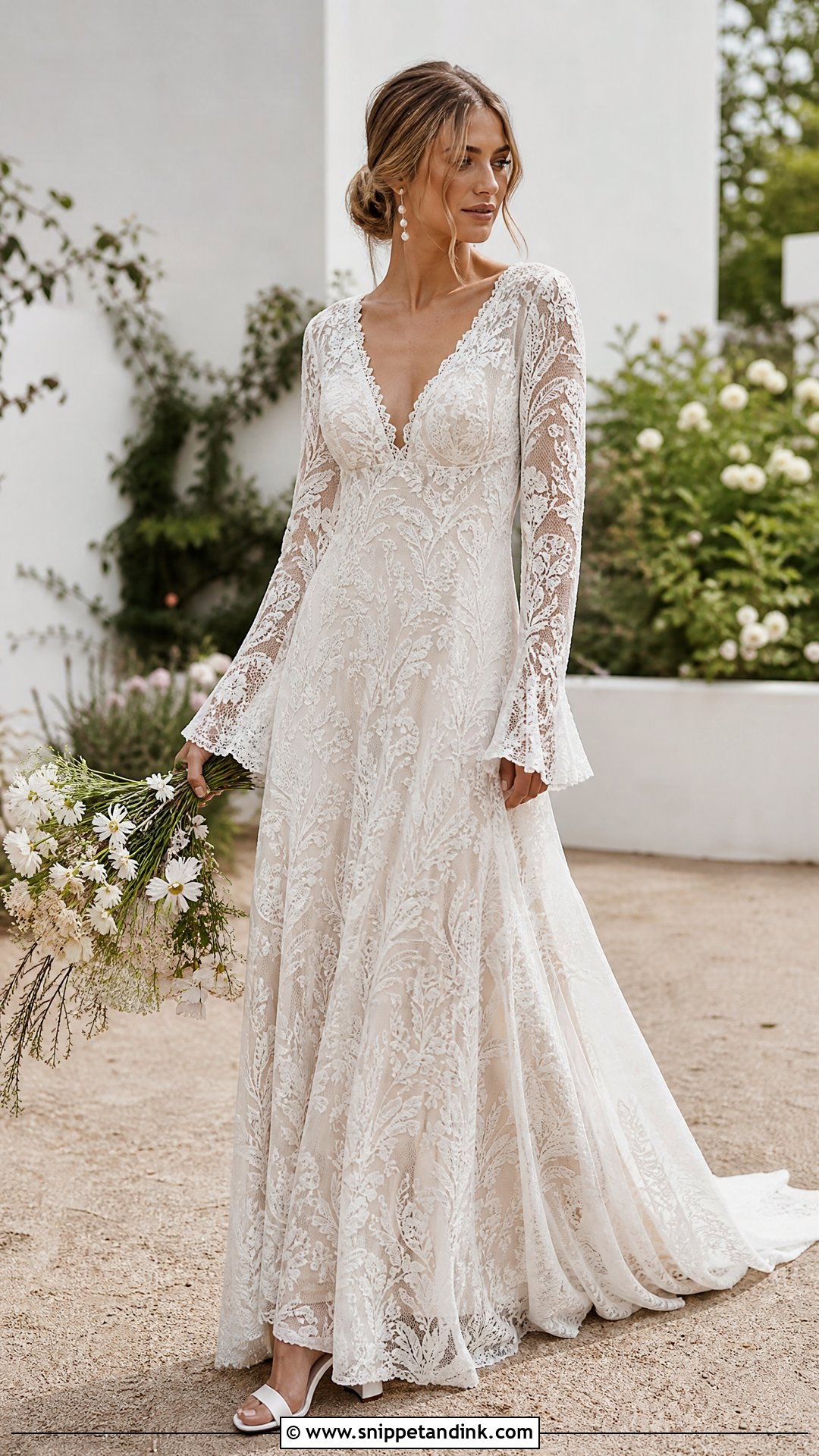 Rue De Seine Bridal Lace Gown With Long Sleeves - Snippet and Ink - 20 Rue De Seine Bridal Ideas