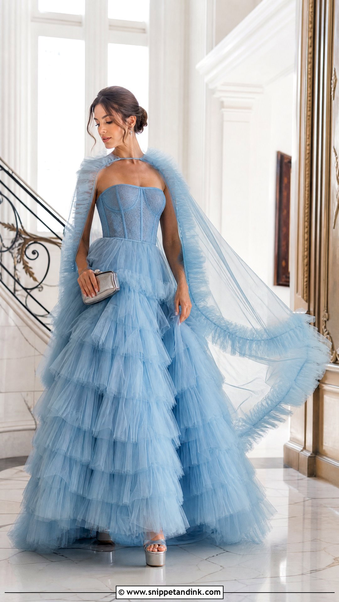 Ruffle Ball Gown With Detachable Cape - Snippet and Ink - 20 Ruffle Ball Gown Ideas