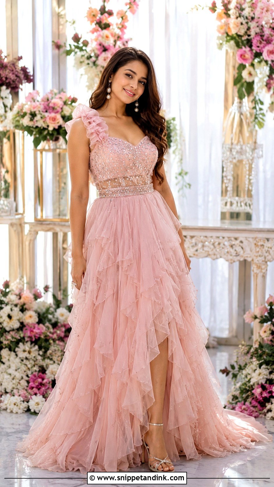Ruffle Bridal Sangeet Gown - Snippet and Ink - 25 Bridal Sangeet Outfit Gown Ideas
