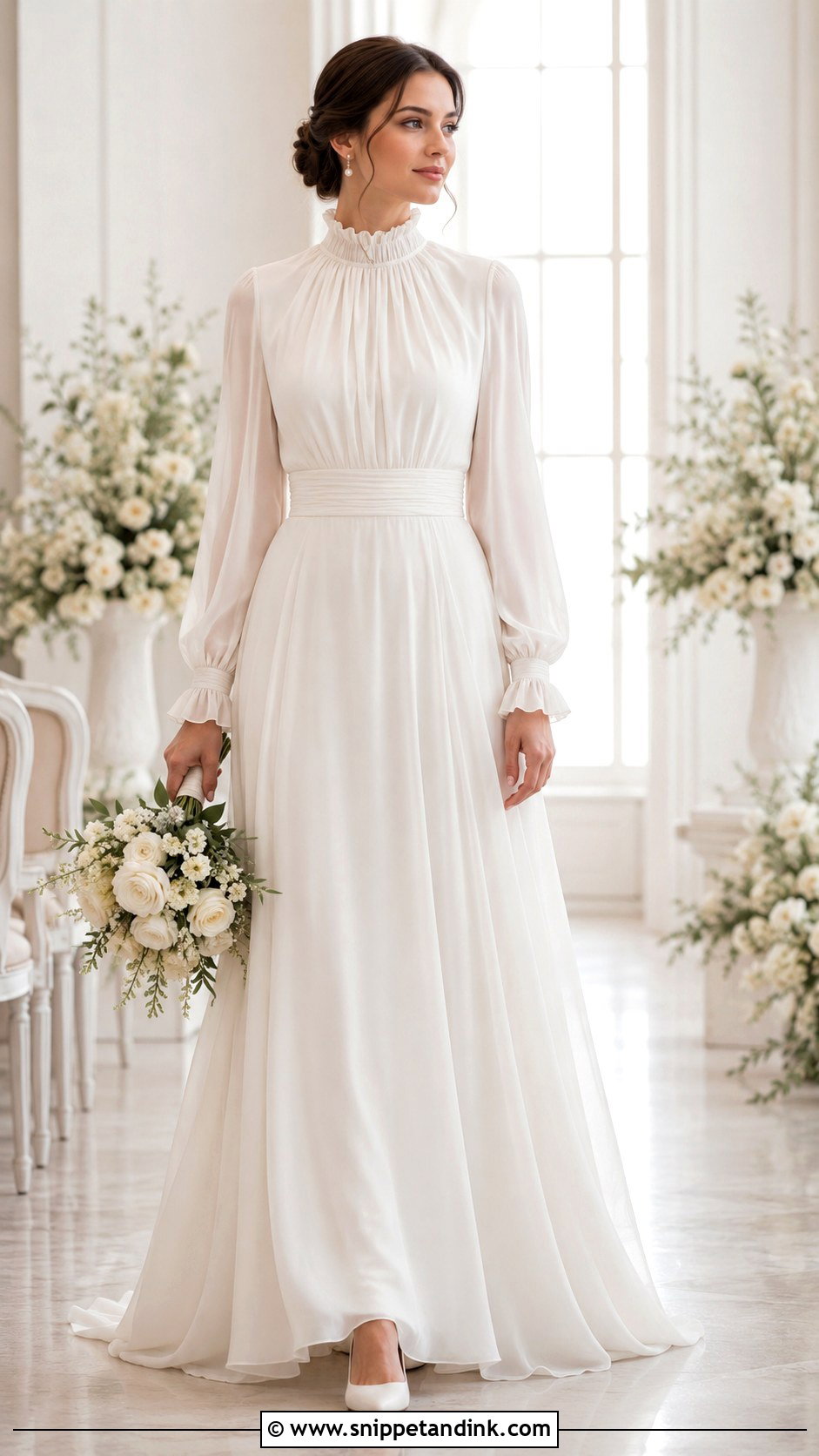 Ruffle Collar High Neck Wedding Gown - Snippet and Ink - 20 High Neck Wedding Gown Ideas