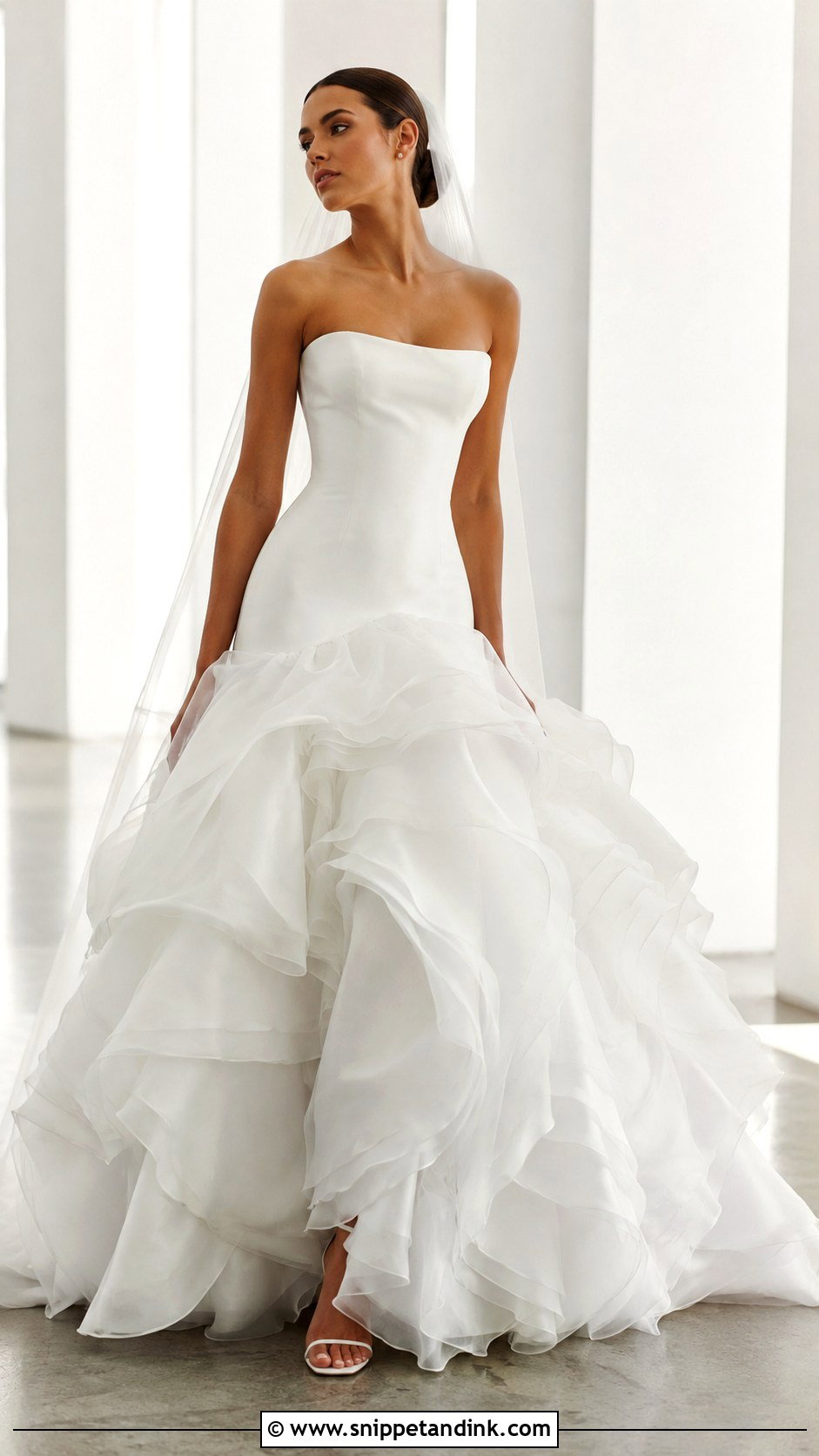 Ruffle Drop Waist Ball Gown Wedding Dress - Snippet and Ink - 25 Drop Waist Wedding Dress Ball Gown Ideas