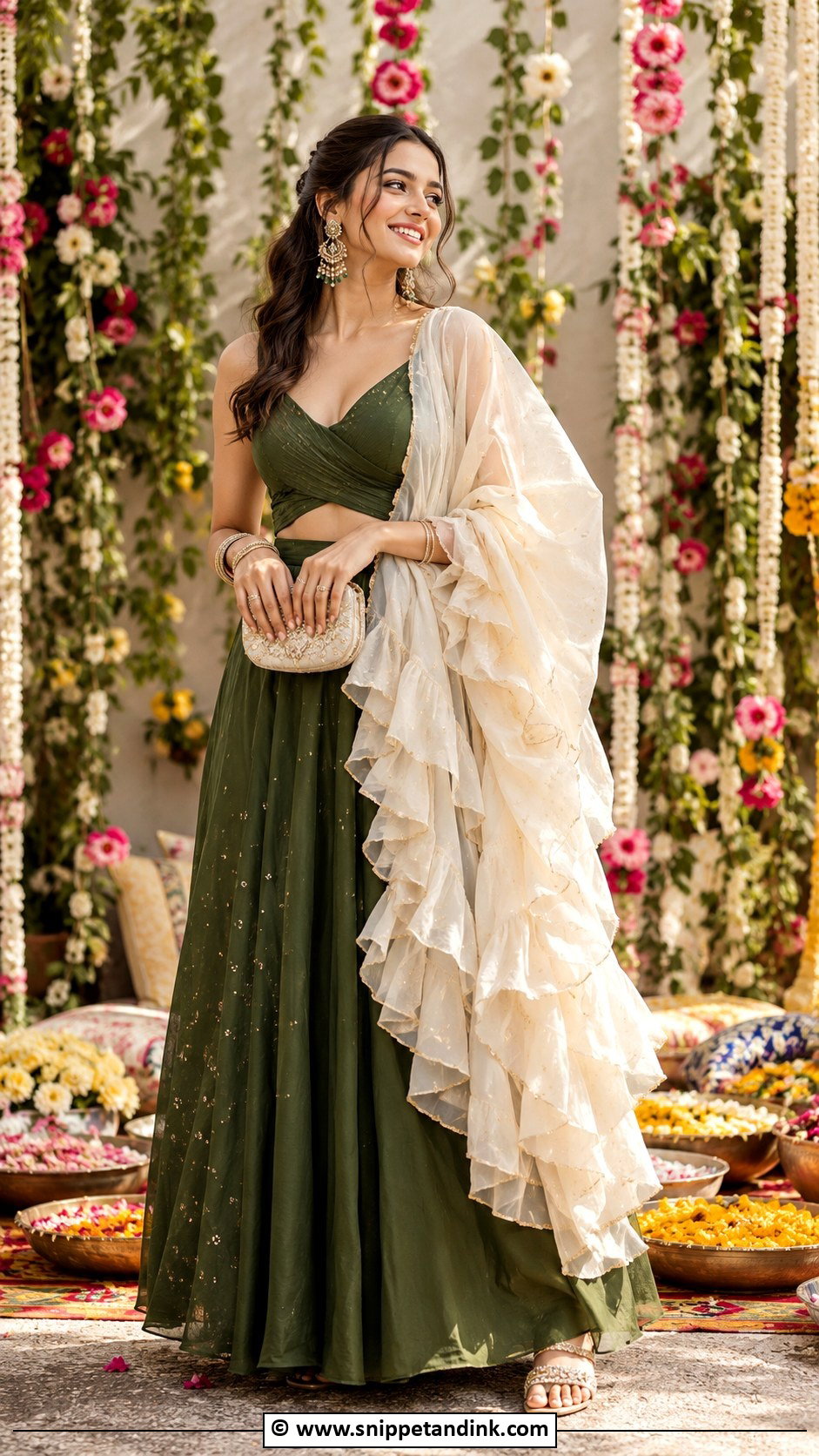 Ruffle Dupatta Dholki Outfit - Snippet and Ink - 30 Dholki Outfit Ideas