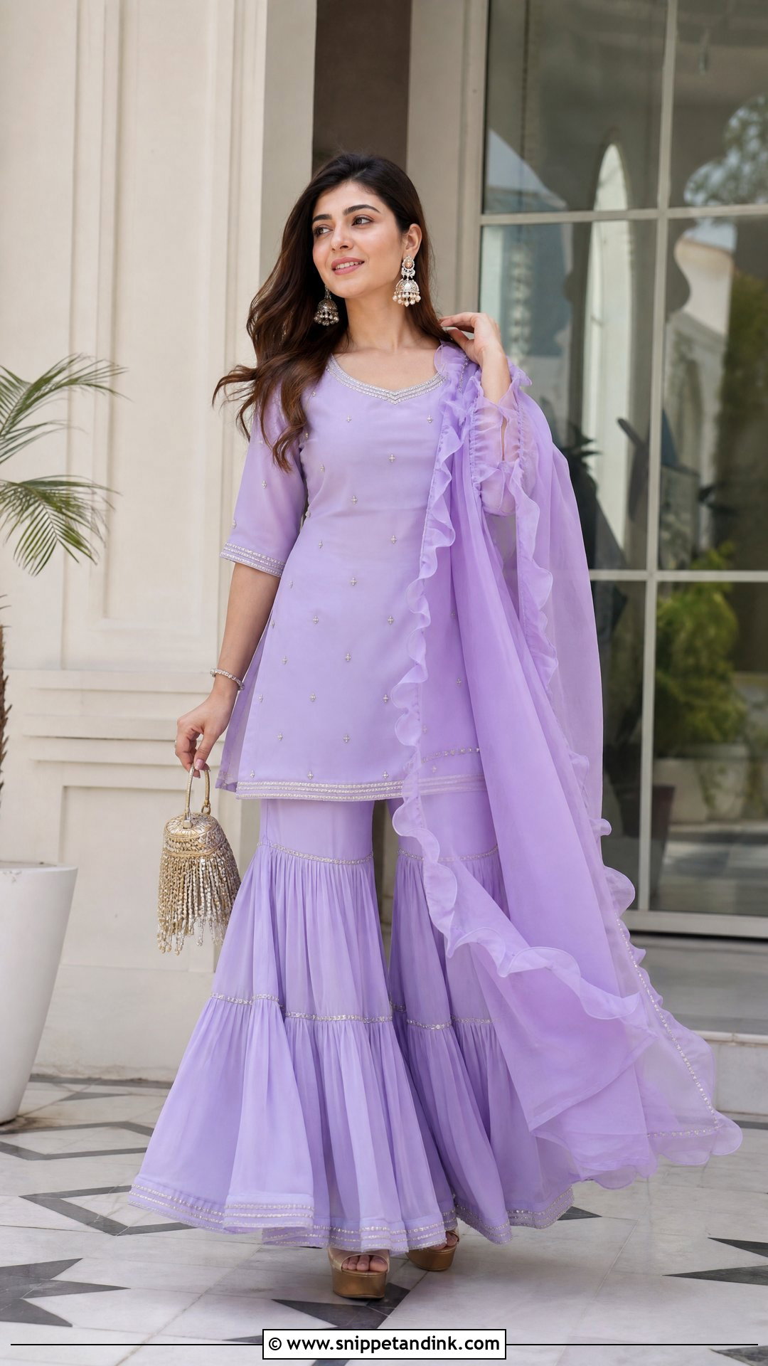 Ruffle Dupatta Sharara Party Outfit - Snippet and Ink - 20 Sharara Party Wear Ideas