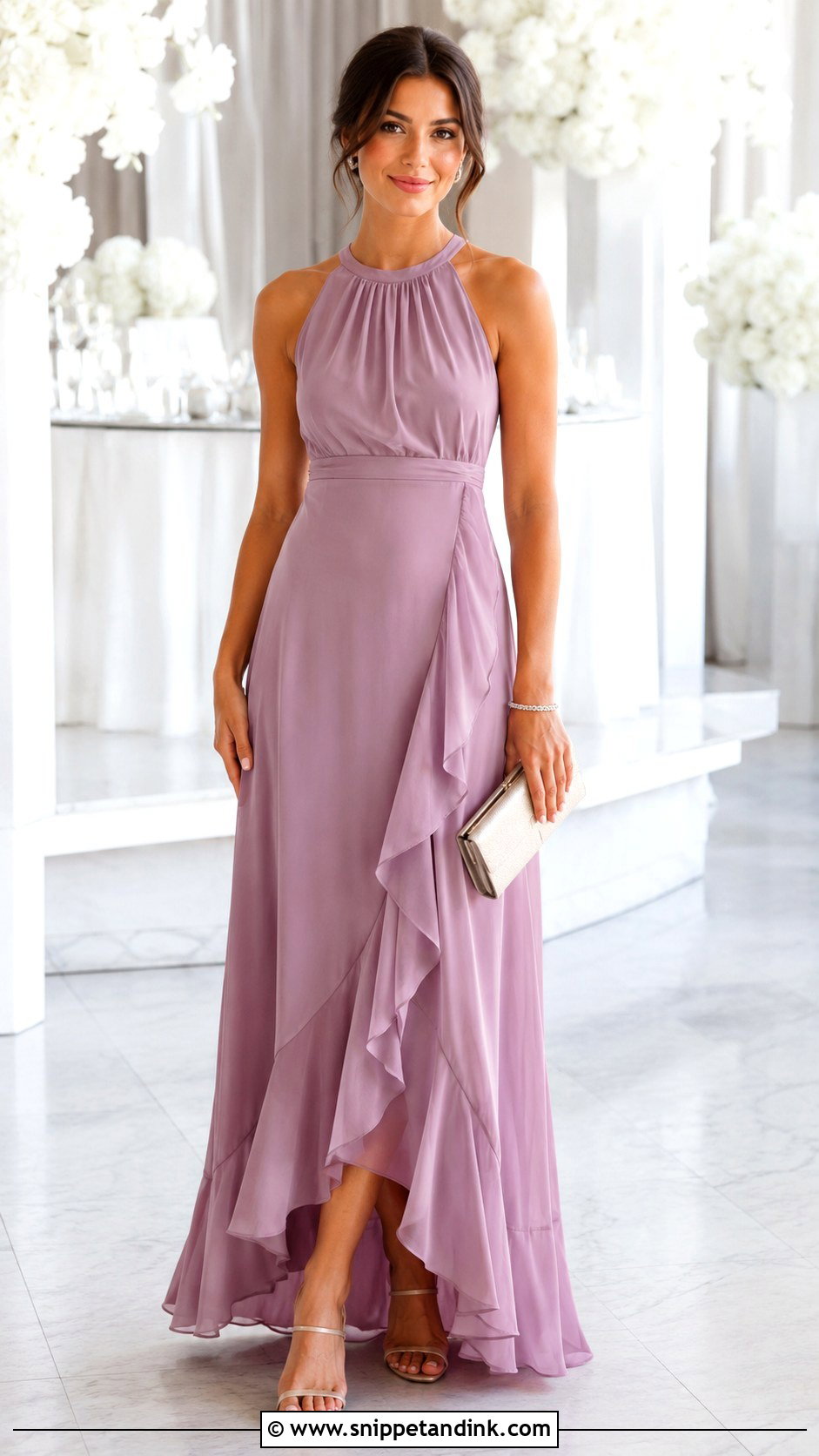Ruffle Hem Gown With Simple Sandals - Snippet and Ink - 25 Simple Gown Designs Classy