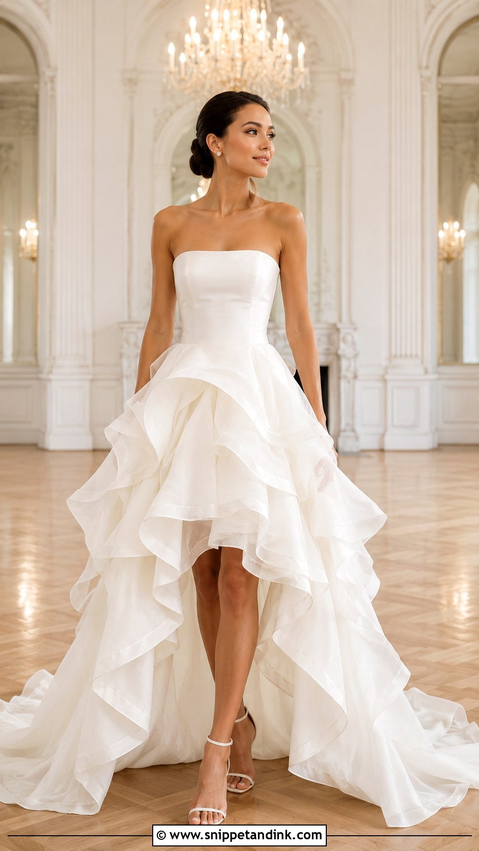 Ruffle High Low Wedding Dress With Minimal Sandals - Snippet and Ink - 20 High Low Wedding Dresses