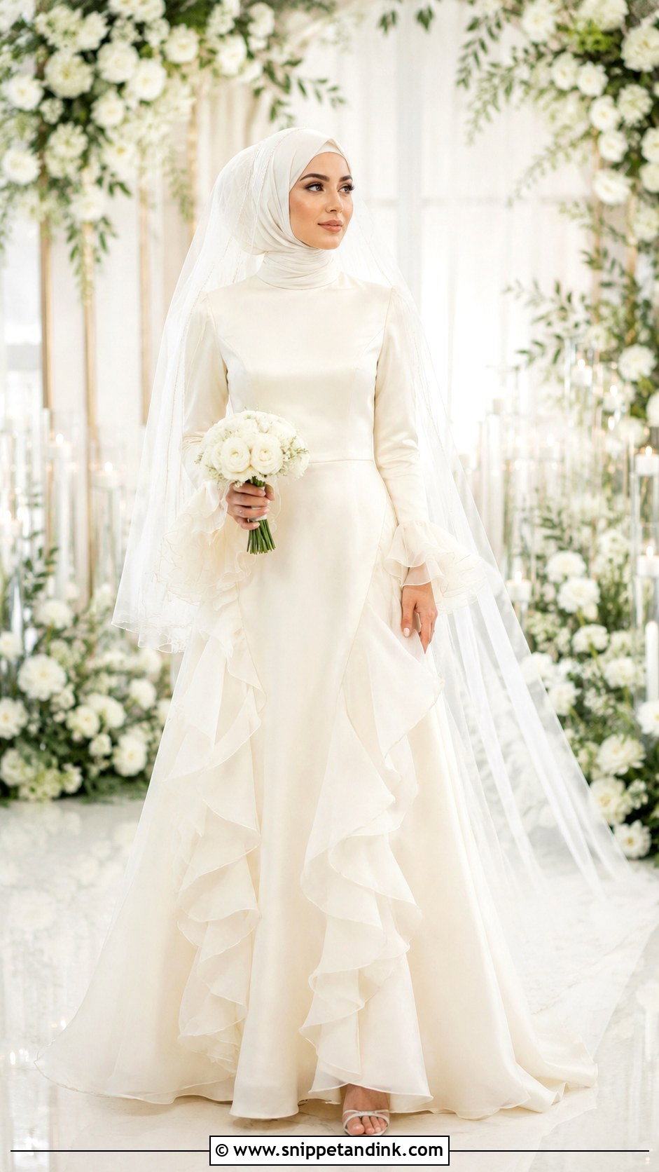 Ruffle Hijab Wedding Dress - Snippet and Ink - 25 Elegant Hijab Wedding Dress Ideas
