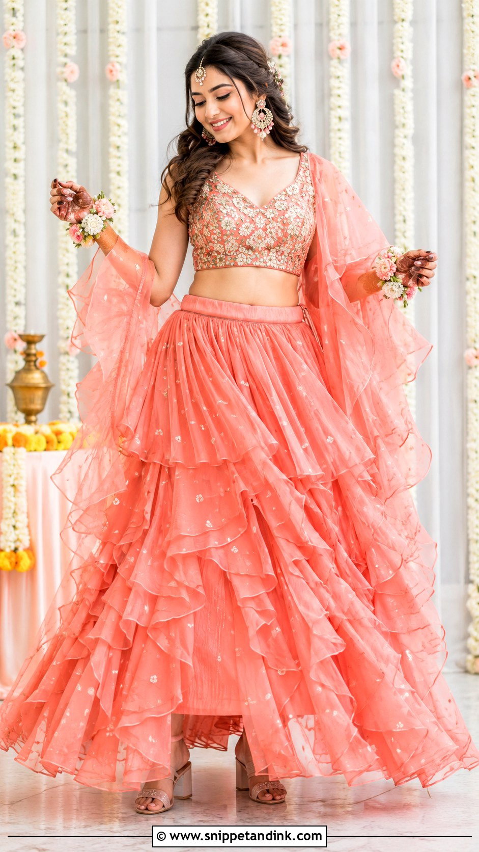 Ruffle Lehenga Mehndi Outfit For Bride - Snippet and Ink - 25 Mehndi Dress Ideas for Bride