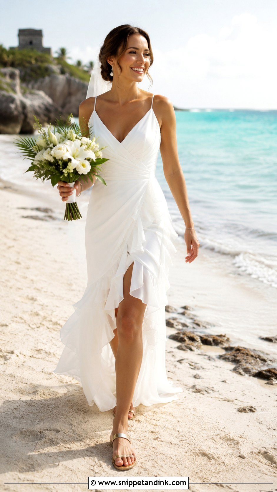 Ruffle Mexico Beach Wedding Dress - Snippet and Ink - 20 Mexico Wedding Dress Ideas