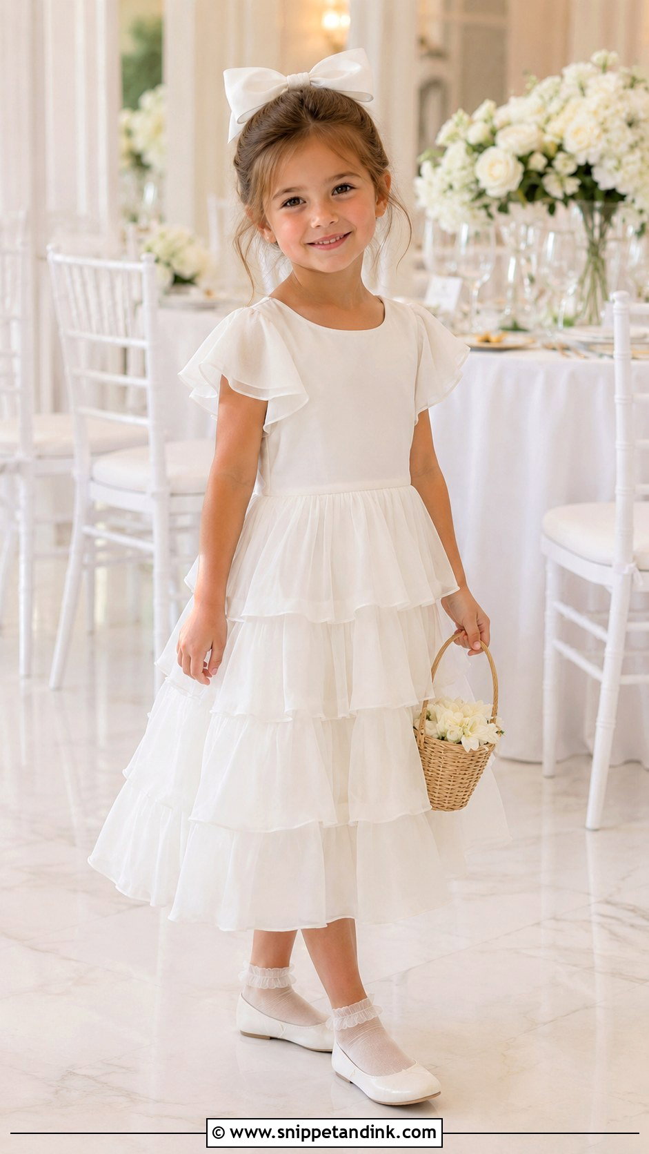 Ruffle Mini Bride Dress With Hair Bow - Snippet and Ink - 20 Mini Bride Dress Kids Ideas