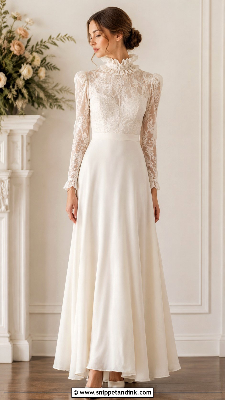 Ruffle Neck Wedding Dress - Snippet and Ink - 25 Vintage 70s Wedding Dress Ideas