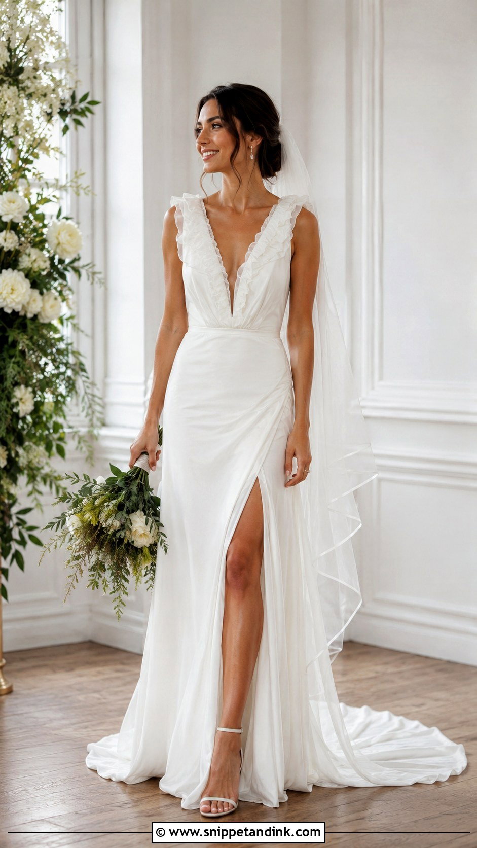 Ruffle Neckline Wedding Dress - Snippet and Ink - 25 Ruffle Wedding Dress Ideas